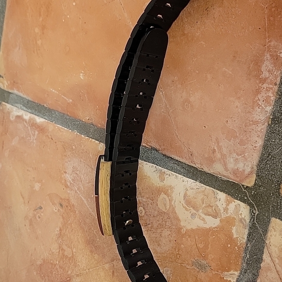 Solid wood belt with buckle geometric art inlayed wood designer belt rare item - Picture 8 of 9